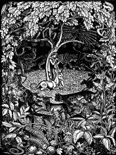 wood-engraving original print: Tapestry Song for Mountains and Molehills by Frances Cornford